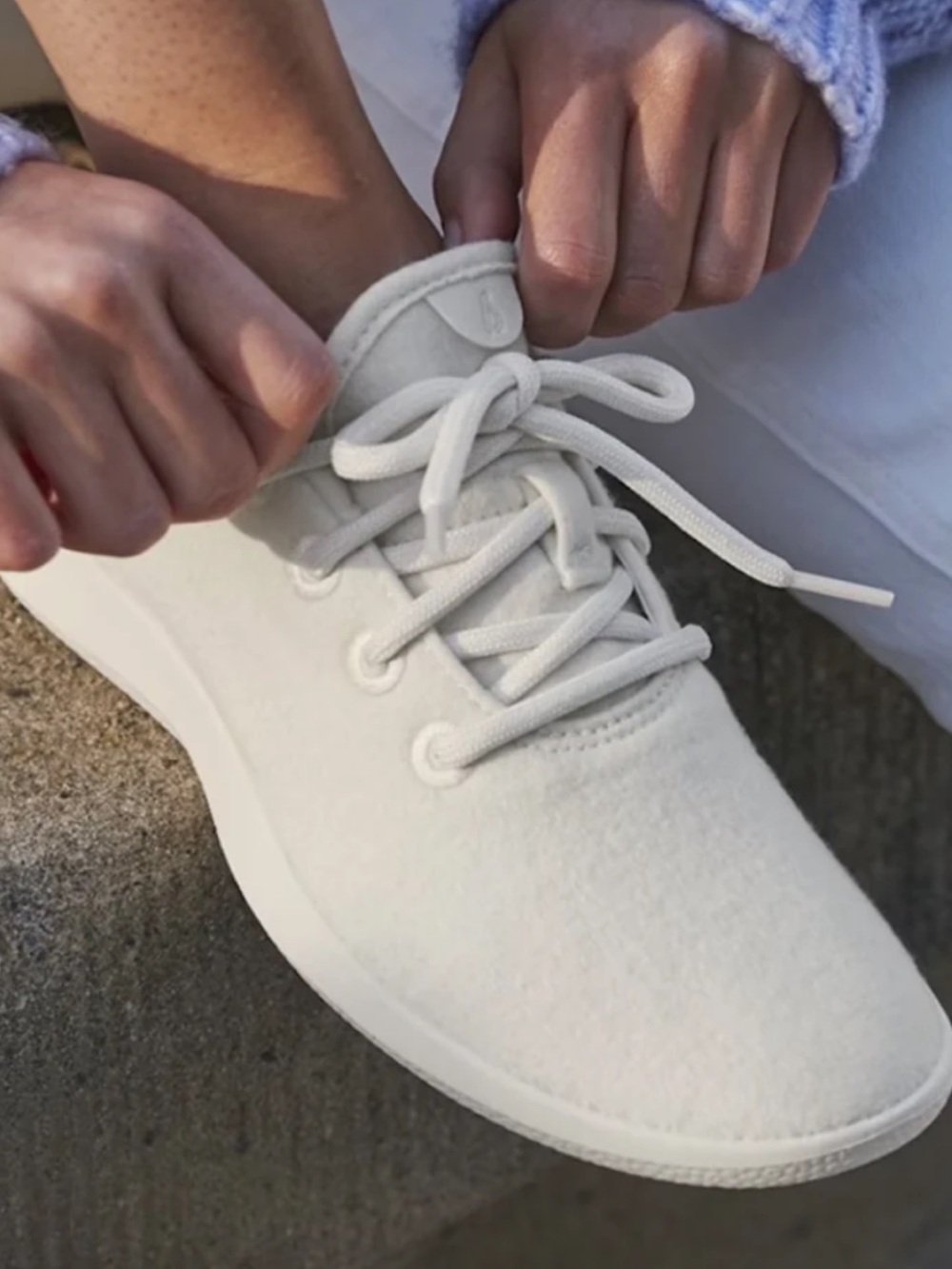 allbirds Women's White Lace-Up Wool Runners